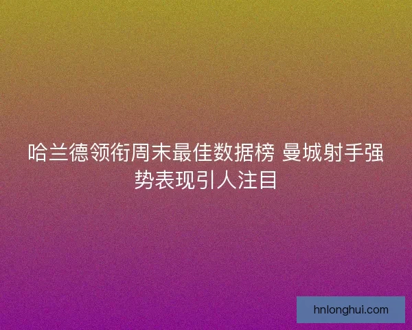 哈兰德领衔周末最佳数据榜 曼城射手强势表现引人注目